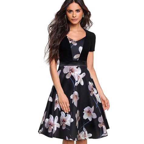 Summer New Fashion Vintage Floral Print A Line Dress Women Elegant