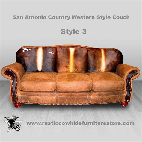 Wild West Cowhide And Hand Stamped Genuine Full Grain Leather Sofa