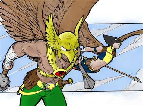 Hawkman And Hawkgirl Coloured By Misterblaze On Deviantart
