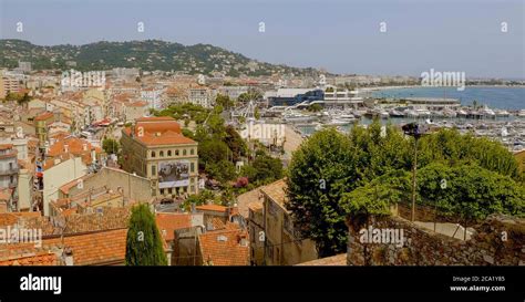 Aerial View Over The City Of Cannes At The French Riviera Stock Photo