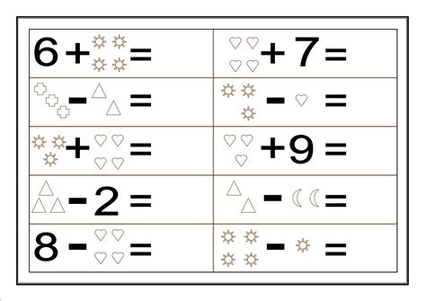 Sumas y restas para kinder para imprimir - Imagui