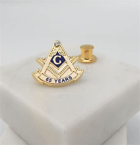 Masonic 55 Year Anniversary Square And Compass Longetivity Lapel Pin