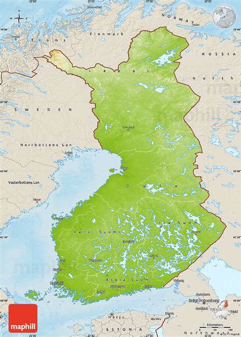 Physical Features Map Of Finland