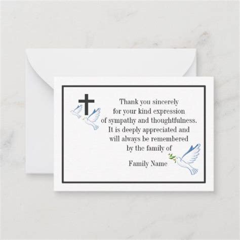 Dove And Cross After Funeral Thank You Cards Zazzle Com In 2022