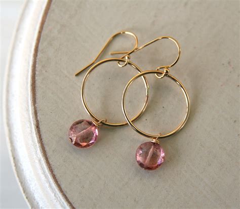 Gold Filled And Pink Quartz Earrings Pink Quartz Unique Items