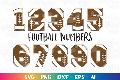 Football Numbers Svg Football Svg Numbers Svg Sports Numbers Etsy