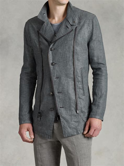 Lyst John Varvatos Asymmetrical Zip And Button Jacket In Gray For Men