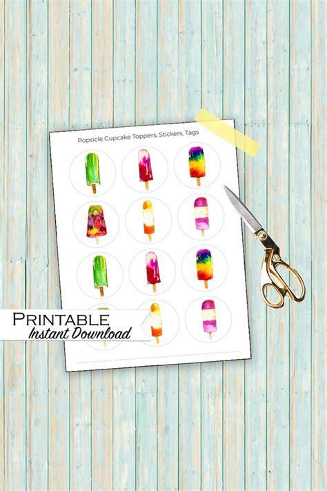Popsicle Cupcake Toppers Printable Digital Download Popsicle Party