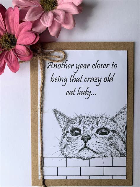 Crazy Cat Lady Birthday Card Funny Greeting Card Cat Etsy