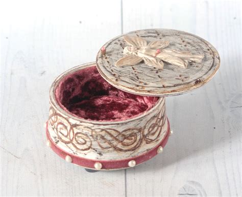 Wooden Small Round Jewelry Ring Box Organizer Treasure Wedding Etsy