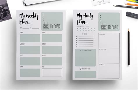 Weekly Planner Daily Planner Stationery Templates ~ Creative Market