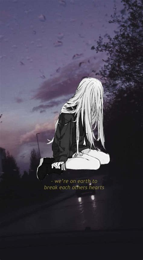 Download Broken Heart Anime Girl With Emotional Quote Wallpaper