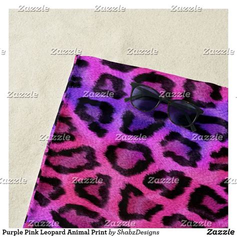 Purple Pink Leopard Animal Print Beach Towel Animal Print Beach