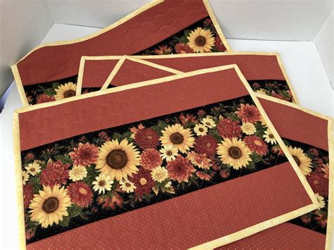 Quilted Placemats Fall Placemats Thanksgiving Placemats Set Of 4 Etsy Fall Placemats
