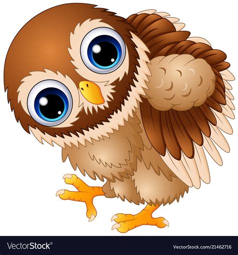 Cute Baby Owl Cartoon Walking Royalty Free Vector Image