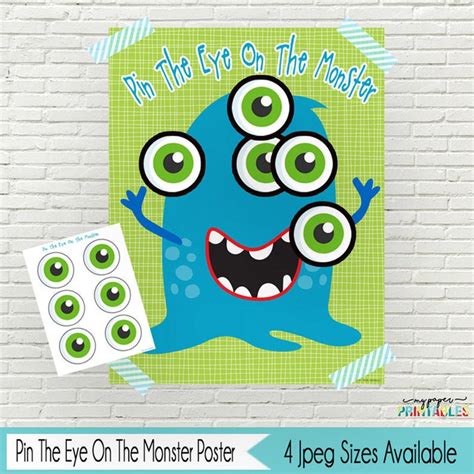 Pin The Eye On The Monster Game Monster Birthday Party Etsy