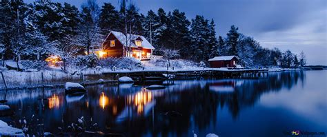 Cozy House On The Lake 4k Wallpaper Download