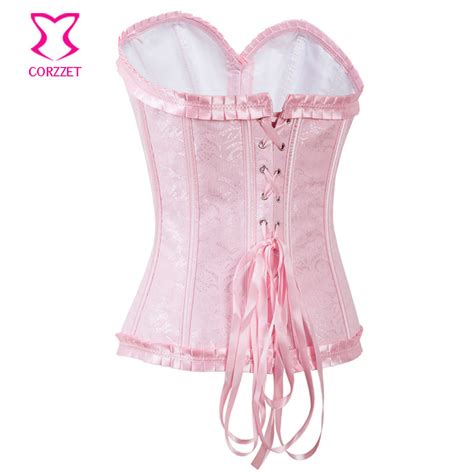 2805 Pink Floral Embroidered Burlesque Corset Bustier Steampunk Corsets And Bustiers Guangzhou