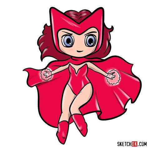How To Draw Scarlet Witch Chibi Marvel Cartoon Drawings Chibi Marvel Avengers Coloring