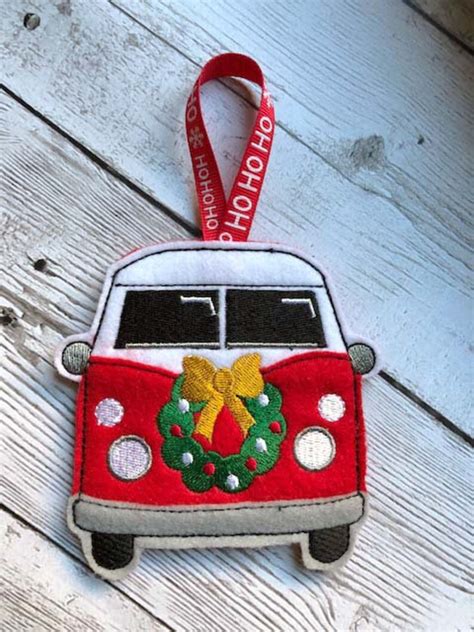 In The Hoop X Mas Van Ornament Gift Card Holder Embroidery Etsy