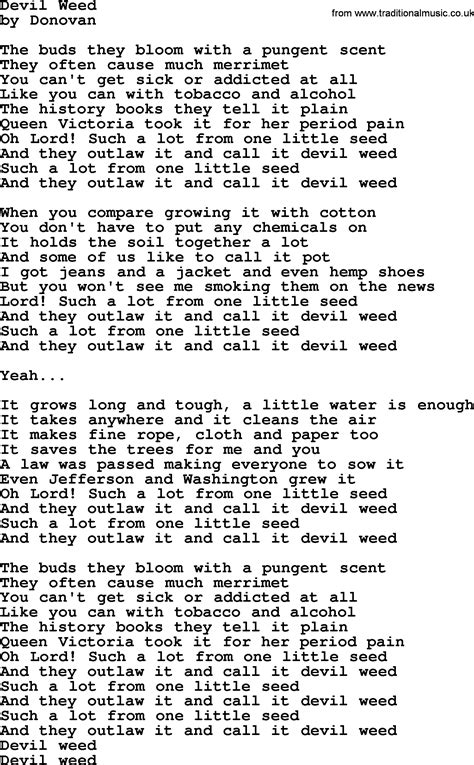 Donovan Leitch Song Devil Weed Lyrics