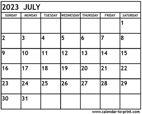 July 2023 Calendar Free Printable Calendar July 2023 Calendar Free