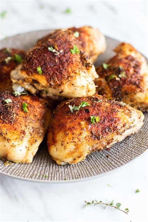 Not mad at all about how easy these are. Crispy Baked Chicken Thighs / An easy chicken thigh recipe ...