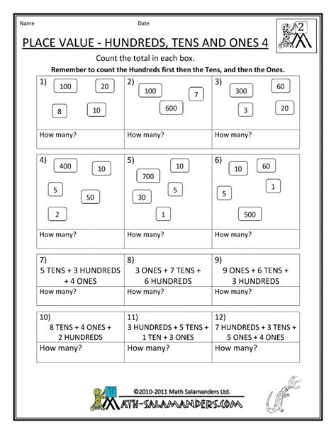 printable math worksheets tens