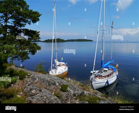 Anchoring At Bösshamn On Lurö Island At Lake Vänern Värmlands Län