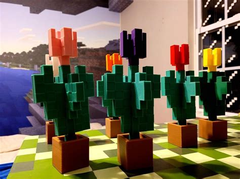 Tulipán Videojuego Pixelado Flores Estilo Minecraft Etsy México