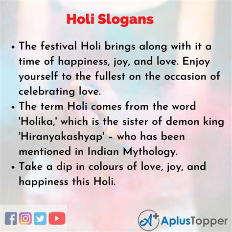 Holi Slogans Unique And Catchy Holi Slogans In English A Plus Topper