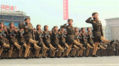 A choreographed dance by north korean women soldiers at the arirang mass games in the may day stadium, pyongyang. North Korea's Slow Motion Military - North Korea parade in ...