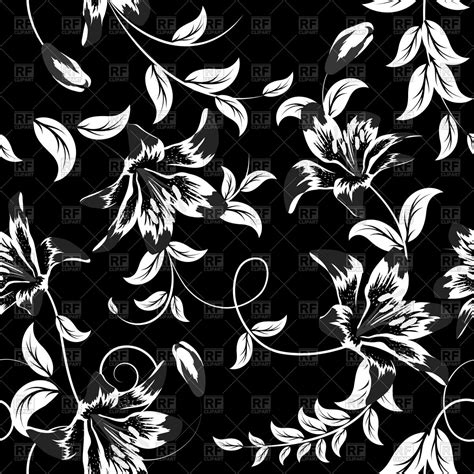 Download Seamless Black Floral Wallpaper Vector Image Vector Seamless