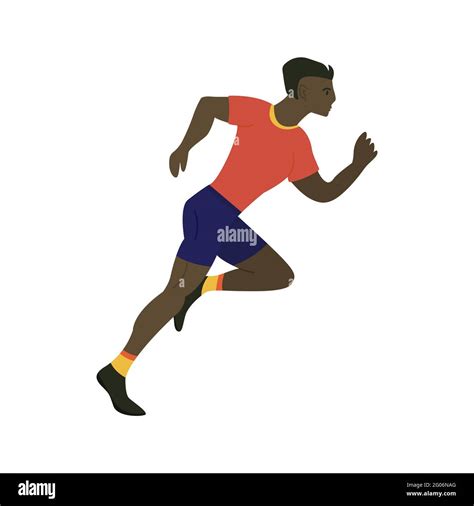 El Corredor Africano Corre A Gran Velocidad El Atleta Participa En Una Carrera Vista Lateral