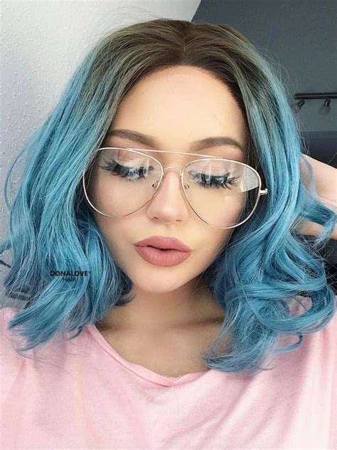 Blue Wigs Lace Frontal Hair Easy Hairstyles Half And Half Wig Hair Wig