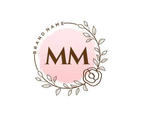 Initial MM Feminine Logo Usable For Nature Salon Spa Cosmetic And Beauty Logos Flat Vector