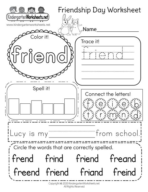 Free Printable Friendship Worksheets For Kindergarten Printable