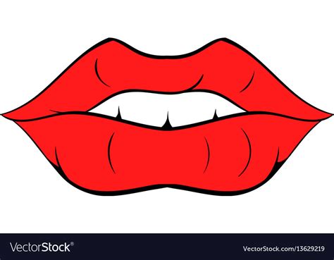 Red Lips Icon Cartoon Royalty Free Vector Image