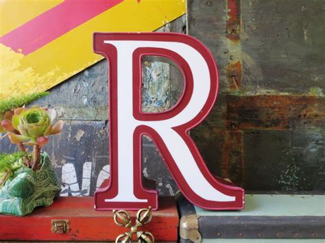Vintage Marquee Sign Letter Capital R Large Maroon Etsy