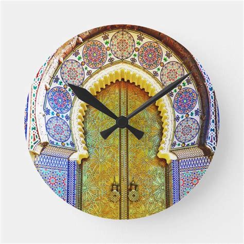 Exquisitely Detailed Moroccan Pattern Door Round Clock