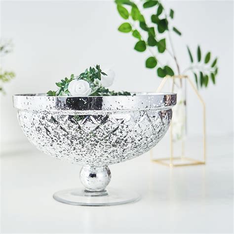 Buy 10 Silver Mercury Glass Compote Vase Pedestal Bowl Centerpiece At Tablecloth Factory