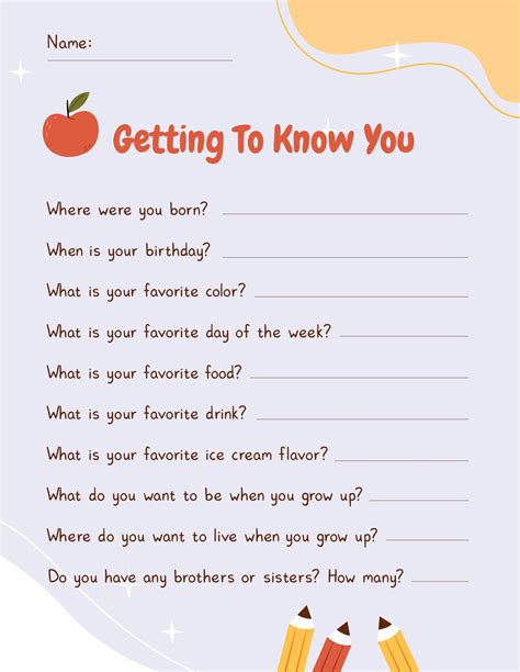 Getting To Know You Worksheets Teaching Resources
