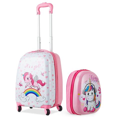 Costway 2 Pcs Kids Luggage Set 12 Backpack And 16 Kid Carry On Suitcase