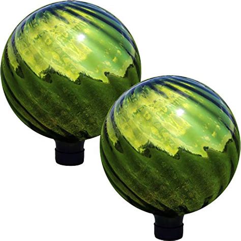 Sunnydaze Green Rippled Gazing Globe Glass Garden Ball Outdoor Lawn And Yard Ornament