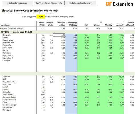 Energy Audit Excel Spreadsheet — Db