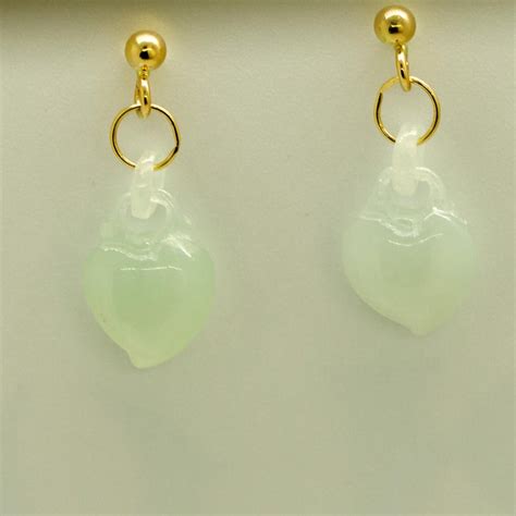 Carved Natural Jadeite Jade Hearts 18k Yellow Gold Dangle Earrings Intini Jewels For Sale At 1stdibs