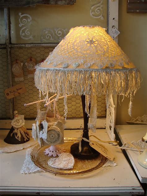 A Lampshade Re Do That I Did Doilies Buttons Fringe And Raggedy