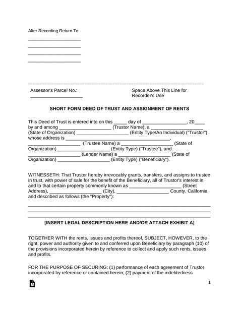 Free California Deed Of Trust Form Word Pdf Eforms The Best Porn Website