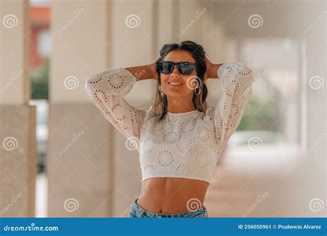 latin american girl on the street outdoors stock image image of pretty girl 256050961