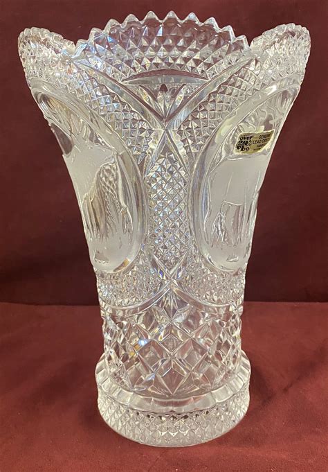 Large Vintage 9 1 2 Hand Cut Lead Crystal Glass Vase Etsy